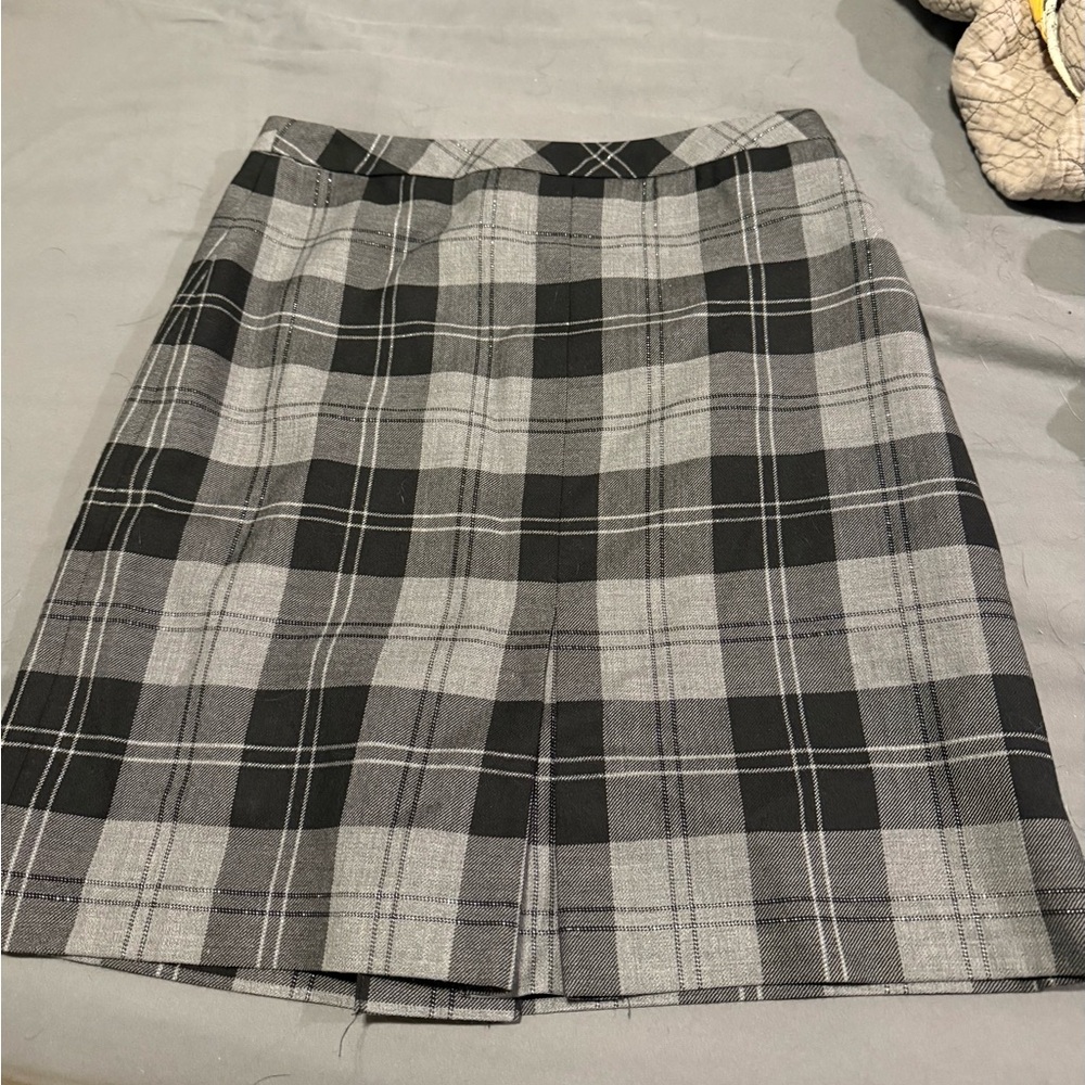 BROOKS BROTHERS 346 Wool Plaid Metallic Lined Pleated Skirt Size 8